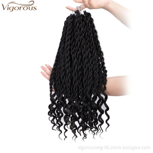 Vigorous High Temperature 14 Inch Crochet Hair Box Braids Curly Ends Ombre Synthetic Hair Extension For Black Women